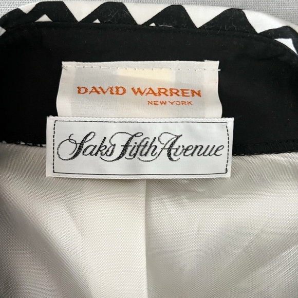 Vintage David Warren Saks Fifth Avenue Size M Black White Structured Bow Jacket - Picture 11 of 12